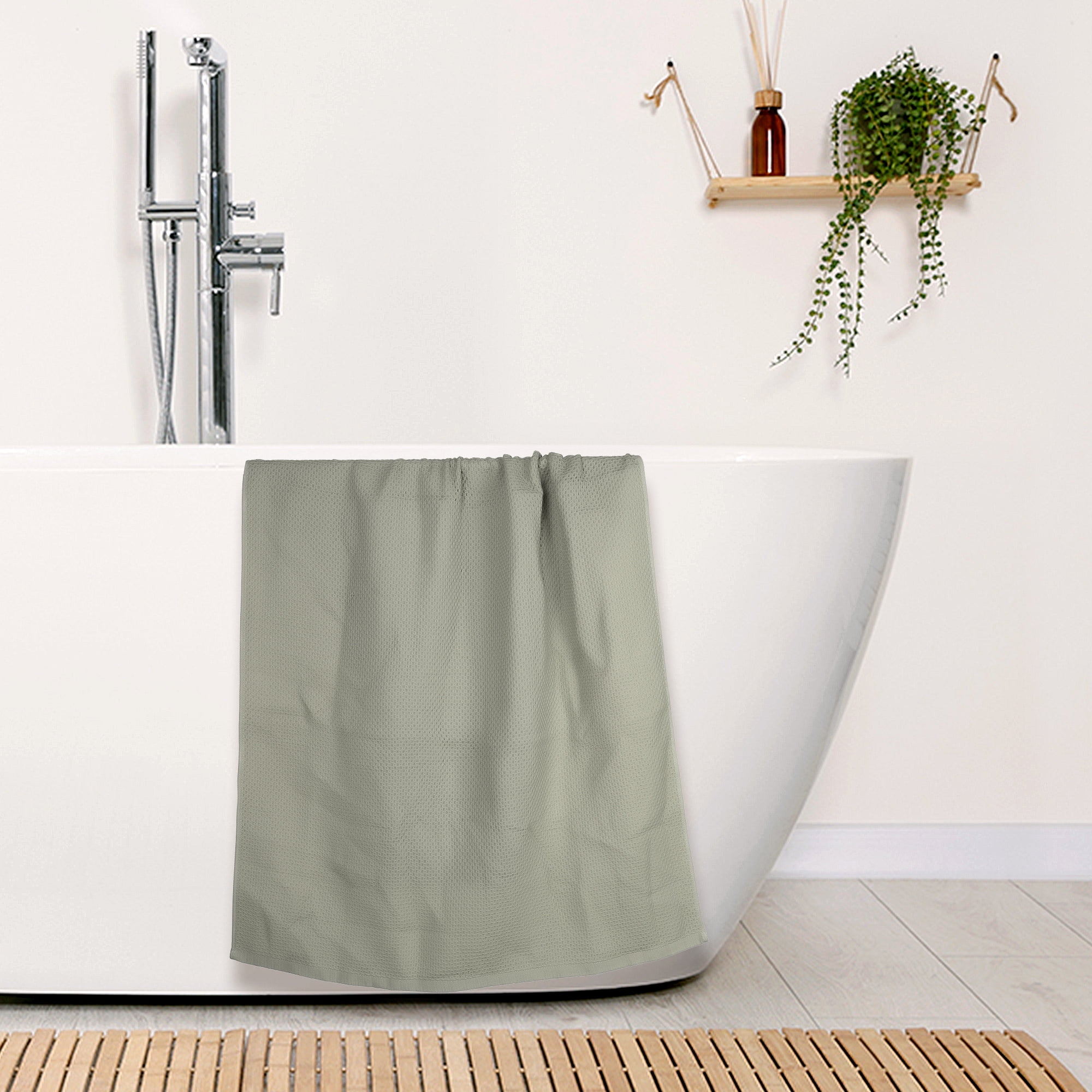 REGALWOVEN Waffle 2 Pack Cotton Bath Towel Set, Soft, Highly Absorbent, Quick Drying Towels for Bathroom Brown 28" x 56"
