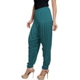 thumbnail image 3 of Stylesindia Solid Cotton Viscose Lycra Women's Patiala Harem Pants (Peacock), 3 of 3