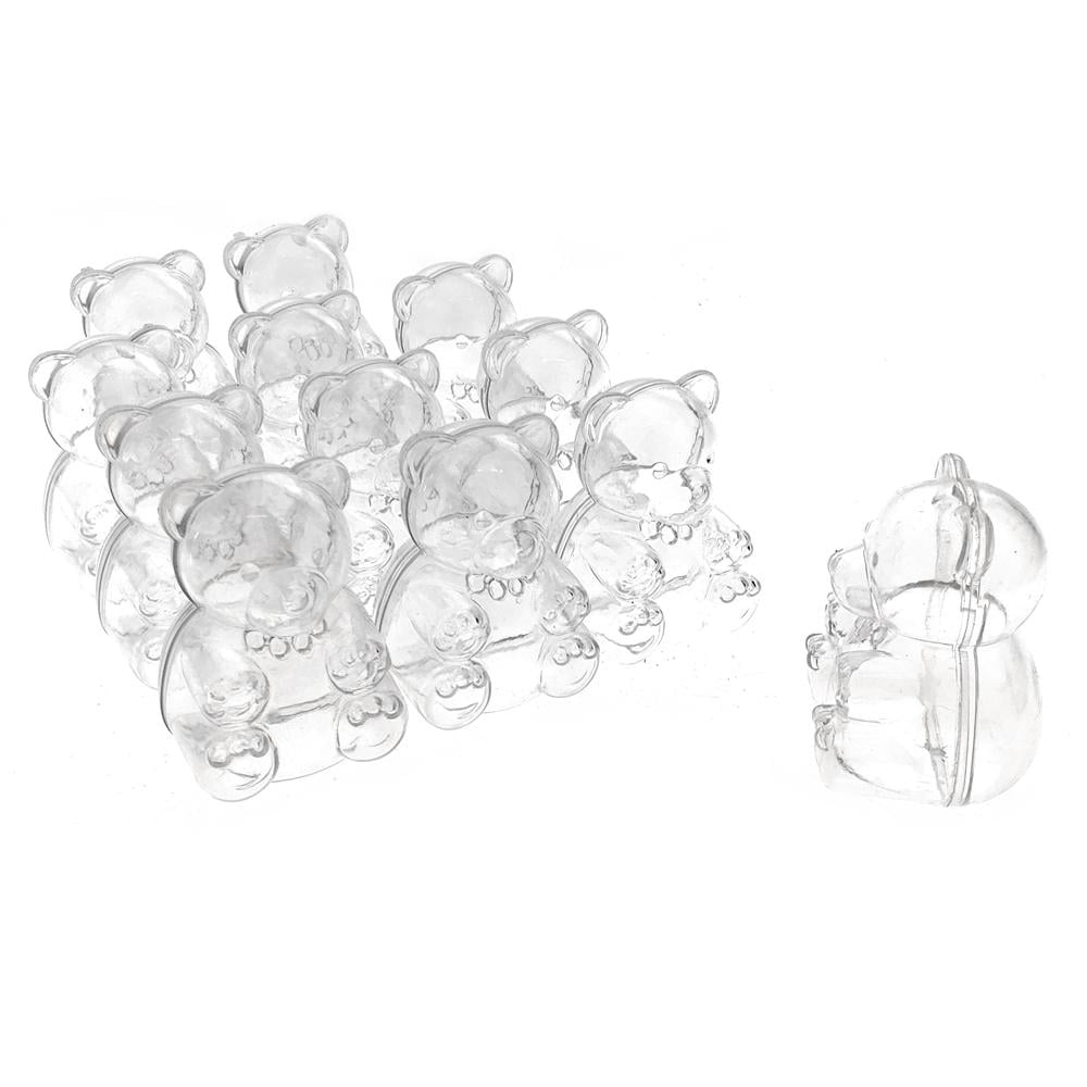 Baby Shower Plastic Teddy Bear Favor Box, 21/2Inch, 12Count, Clear