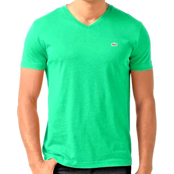 Lacoste Men's V-neck Pima Cotton Tee, Green, 4XL