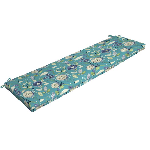Mainstays Outdoor Patio Bench Cushion Mainstays Blue Floral Outdoor Patio Bench Cushion - Walmart.com
