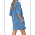 thumbnail image 3 of Robes Courtes Décontractées en Jean pour Femmes d'Été à Col en V avec Col et Poches TG, 3 of 6