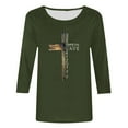 thumbnail image 4 of lcziwo Ladies 3/4 Sleeve Tops Happy Easter Religious Tshirt Jesus Cross Graphic Tees Casual Dressy 2025 Tunic Top Party Holiday Blouses Army Green,XL, 4 of 4