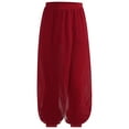 thumbnail image 4 of TSSOE Kids Girls Split Chiffon Overlay Indian Belly Dance Harem Pants Practice Sports Yoga Performance Trousers Burgundy 8, 4 of 7