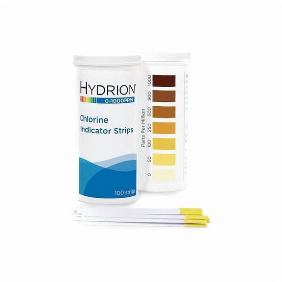 Hydrion Test Strips,Detects Free Chlorine,1/4" W CH-1000