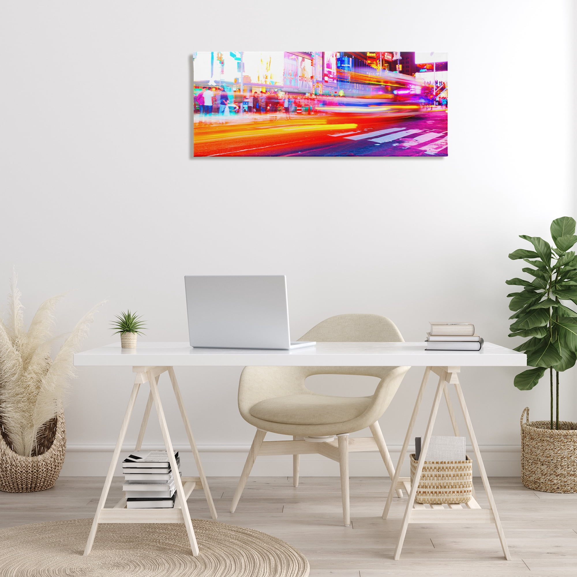 Stupell Industries Light Streaked Cityscape Scenery Photography Gallery Wrapped Canvas Art Print Wall Art, 40 x 17