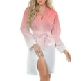 thumbnail image 5 of Aesthetic Antique Pink And White Gradient Night Robe Long Sleeve V Neck Robe With Belt Women's Sleepwear Dresses, 5 of 9