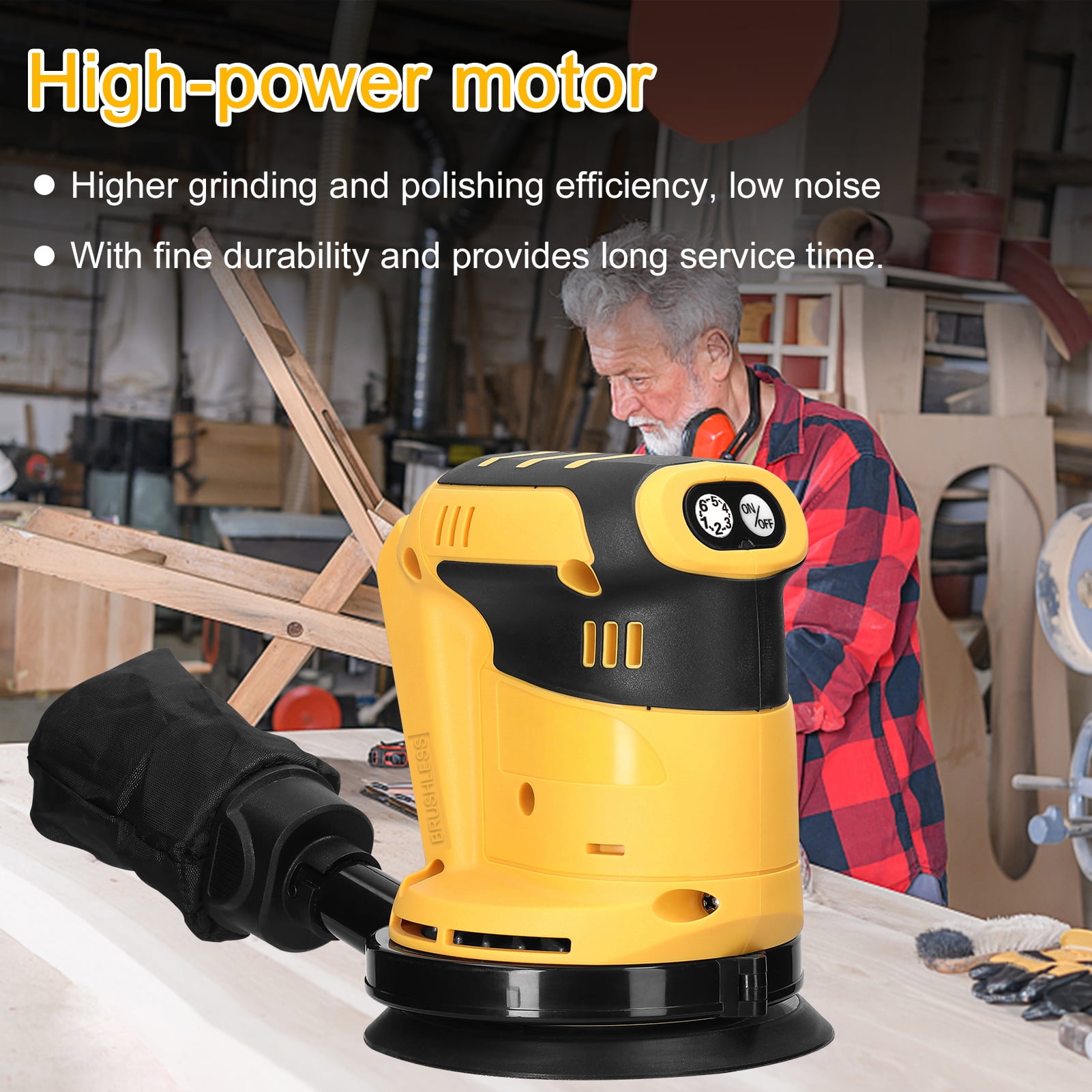 Orbital Sander,Orbital Tool Wood Metal Speed Adjustable Orbital 125mm Motor Orbital Car Polisher Wood Tool Sander Wood 6 125mm 6 Wood Orbital Sander Orbital Wood Tool Polisher Tool Sander 6