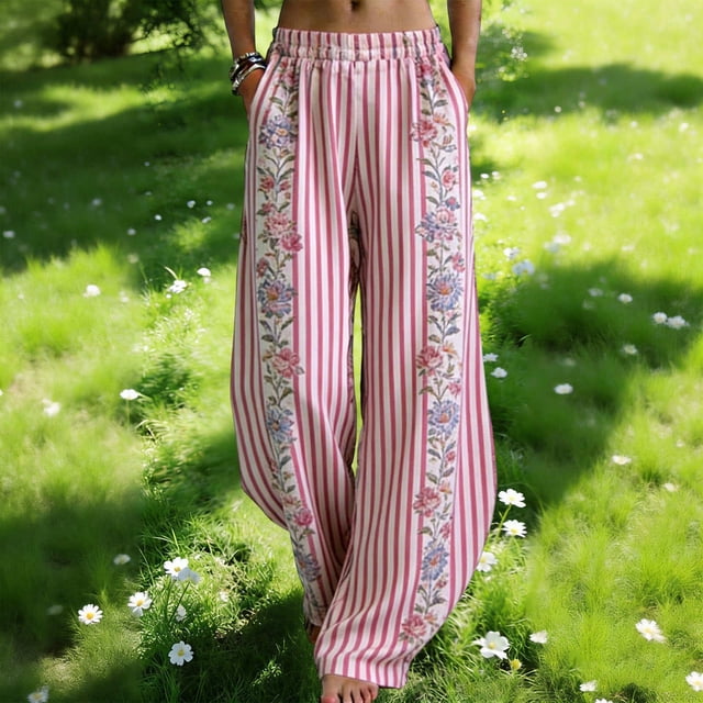 TaTaai Women's Fashion Print High Waist Loose Tapered Knife Pants Casual Wide Leg Lantern Long Trousers for Spring Summer Gift