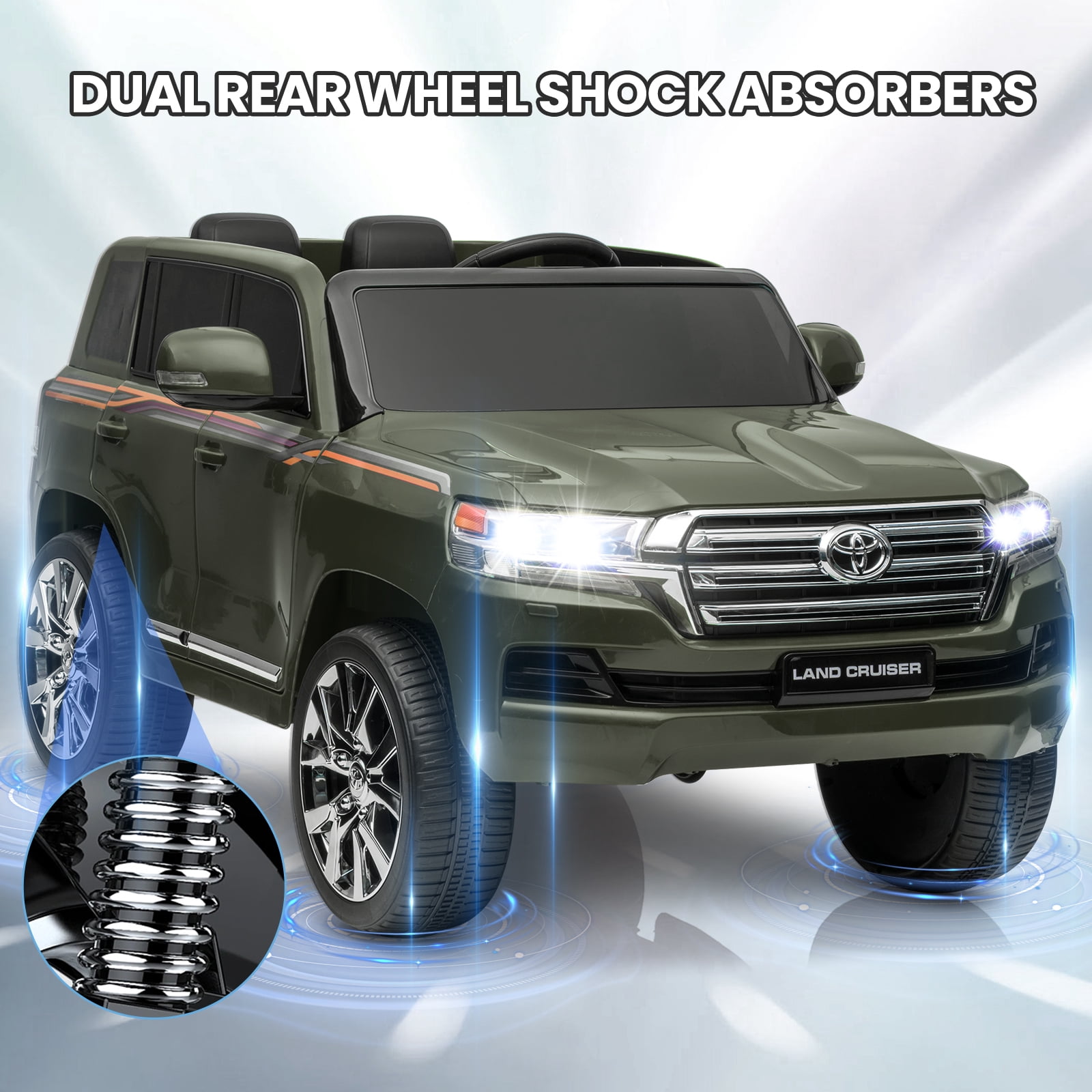 CazToi Kids 12V 2-Seater Ride On Car Licensed Toyota Land Cruiser Electric Car For Boys and Girls
