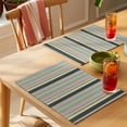 thumbnail image 4 of Green Yellow Striped Placemats Set of 4 Modern Stripes Art Farmhouse Place Mats Indoor Wipeable Table Mats Washable Cloth Dining Table Placemats for Kitchen Holiday Party Home Decor 13x19 Inch, 4 of 9