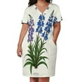 thumbnail image 3 of Blue And Purple Floral Illustration Loose Pocket Dress Dresses Summer Summer Dresses for Women, 3 of 9