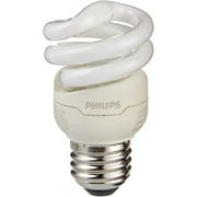 Mini ampoule fluocompacte torsadée de 9 W à culot moyen, blanc doux, paquet de 2