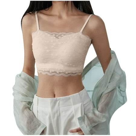 Tumotour Full Coverage Bra For Women Lace Side Button No Steel Ring Gathering Wireless Breast Underwear Thin Lace Pattern Breathable Comfortable Seamless Push-Up Comfortable Vest Bra