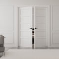 thumbnail image 2 of 60" x 80" Paneled Prehung Interior French Doors Solid Manufacture Wood Double Door With Hardware Kit / Handles, 2 of 9