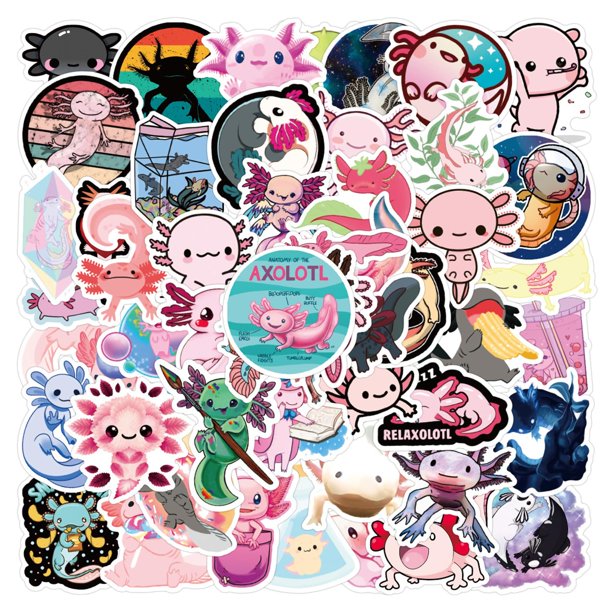 Sticker Kechup Axolotl 50 piezas impermeables de vinilo, lindos