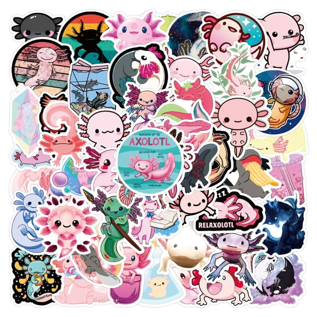 Sticker Kechup Axolotl 50 piezas impermeables de vinilo, lindos