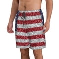 thumbnail image 2 of Balery America Flag Glitter Traje de Baño Estilo Hawaiano para Hombre, Shorts de Secado Rápido con Bolsillos-Large, 2 of 6