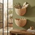 thumbnail image 3 of Scalloped Wall Basket Handwoven Natural Rattan Storage Organizer with Sturdy Metal Frame, Nordic Style Wicker Decor for Wall Storage, 3 of 7