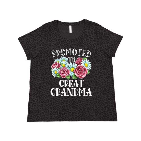Inktastic Promoted to Great Grandma with Flowers Women's Plus Size T-Shirt