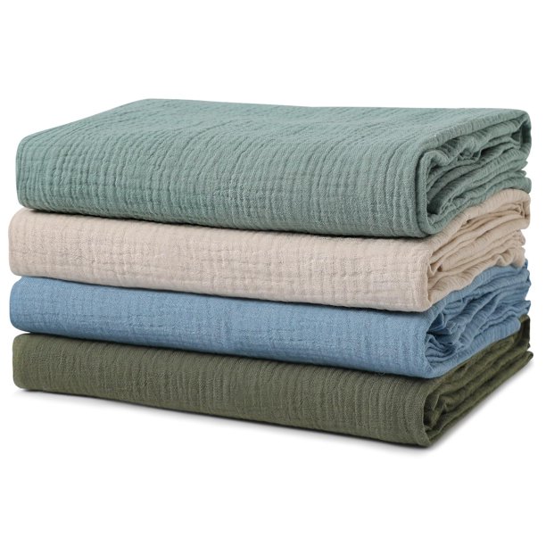 Mantas de muselina GLLQUEN BABY para niños y niñas, paquete de 4