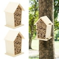 thumbnail image 3 of 2 Pcs Wooden Bug Hotels ,Outdoor Viewing Insect House, Bee Hotel with Viewing Window, Natural Wood Bug Hotel Shelter Garden Nest Box,for Bees Butterflies, Ladybirds,Gift for kids, 3 of 9