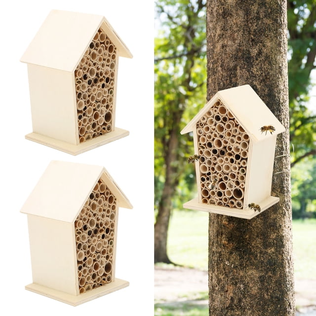 Wooden Bee House, Wonderful Gift Bee House Using Logs And Reed Materials For Garden Decoration