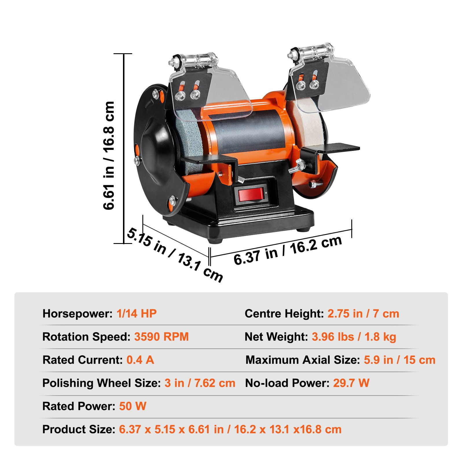 Jewelry Polisher Bench Buffer, 3590 RPM, Brushless Motor, 3 Polishing Wheels, 100+ Accessories, Lightweight, for Gemstone Polishing, Metal Buffing & Rust Removal