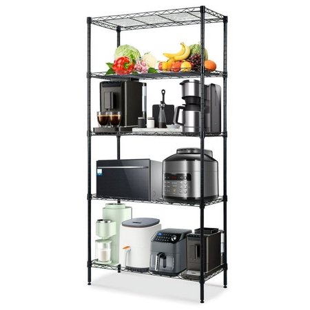 SYTHERS 5 Tier Metal Large Storage Rack 24 x 14 x 59" Wire Shelving Unit Height Adjustable Heavy Duty Steel Shelf Rack Organizer, 750 Ibs Capacity