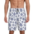 thumbnail image 3 of Lsque Dark Blue Snowflakes Mens Sleep Pajama Shorts,Short Pajama Pants, Cotton Ultra-Soft Knit-3X-Large, 3 of 9