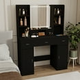 thumbnail image 4 of Mirror Dressing Table with Drawers Storage Cabinet, Dressing Table with Dressing Pad for Bedroom, Dressing Room Black, 4 of 7