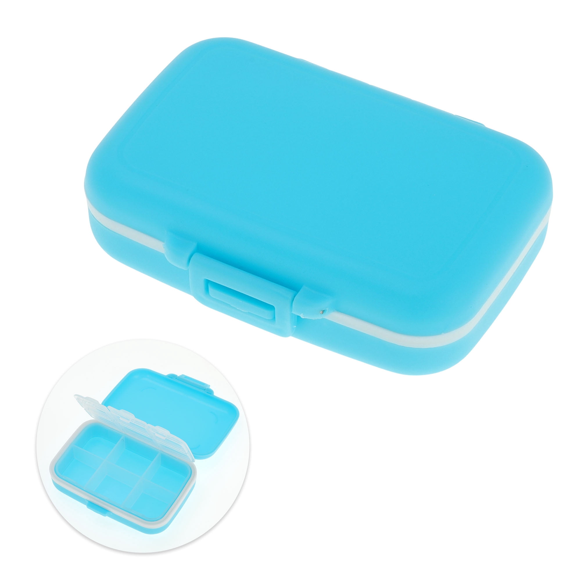 Unique Bargains 6 Grids Single Layer Pill Box for Travel 1 Pc Light Blue