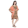 thumbnail image 4 of Peach Short Caftans for Women Paisley Plus Size Short Kaftan Tunics Dress for Women's Plus Size Kaftan Knee Length Free Size Women Dress Online, 4 of 5