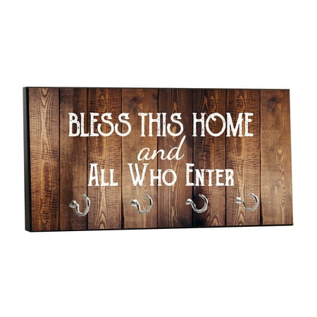 Decoration Hanger (Bless This Home Quote on Vintage Style Wood Print - 5