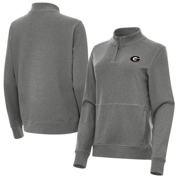 Women's Antigua  Heather Black Georgia Bulldogs Crush Quarter-Zip Jacket