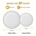 thumbnail image 7 of GPED 60 Pack Gold Plastic Plates, Heavy Duty Disposable Party Plates with 30 10.25" Dinner Plates and 30 7.5" Dessert Plates, Disposable Plates for New Year Party/Wedding/Thanksgiving/Birthday,Silver, 7 of 7