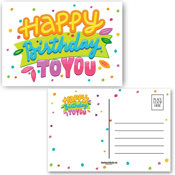 Stonehouse Collection - Fun Happy Birthday Postcards - Fun & Colorful Bubble Let