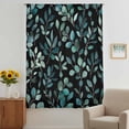 thumbnail image 3 of Teal Black Botanical Sheer Curtains 54 Inches Long, Spring Eucalyptus Leaves Sprigs Light Filering Curtains, Breathable Simi Curtain Privacy Drapes for Kitchen Bathroom Small Window Treatment, 3 of 9