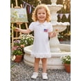 thumbnail image 6 of BemeyourBBs Toddler Baby Girl 4th of July Dress Outfits Patriot American Flag Patch Embroidered Ruffled Trim A Line Button Collared Puff Short Sleeve Summer Dress Little Girl Independent Day Dresses, 6 of 9