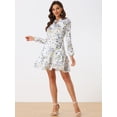 thumbnail image 2 of Mini vestido de chifón de manga larga semitransparente con cuello en V y cuello en V para mujer de verano 2023 Blanco L, 2 of 6