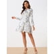 thumbnail image 2 of Mini vestido de chifón de manga larga semitransparente con cuello en V y cuello en V para mujer de verano 2023 Blanco L, 2 of 6