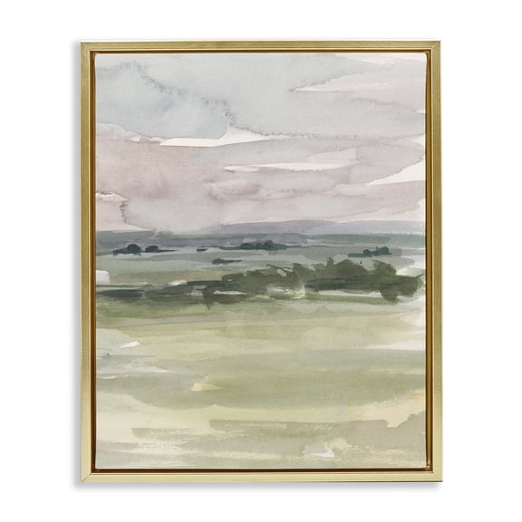 Stupell Industries Modern Rural Watercolor Landscape Gold Floating Frame Canvas Art, 17 x 21, by Ethan Harper