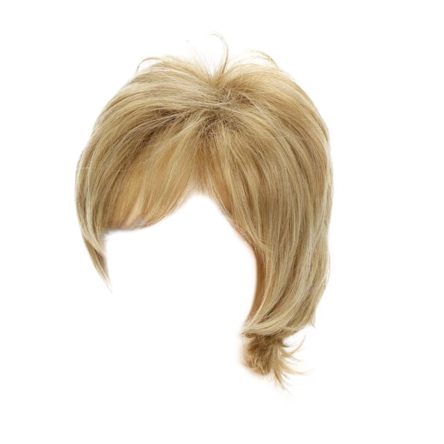 European Women's Wig Short Straight Light Blonde Layered Wavy Synthetic Fiber Mesh Cap Adjustable for Parties Daily Use