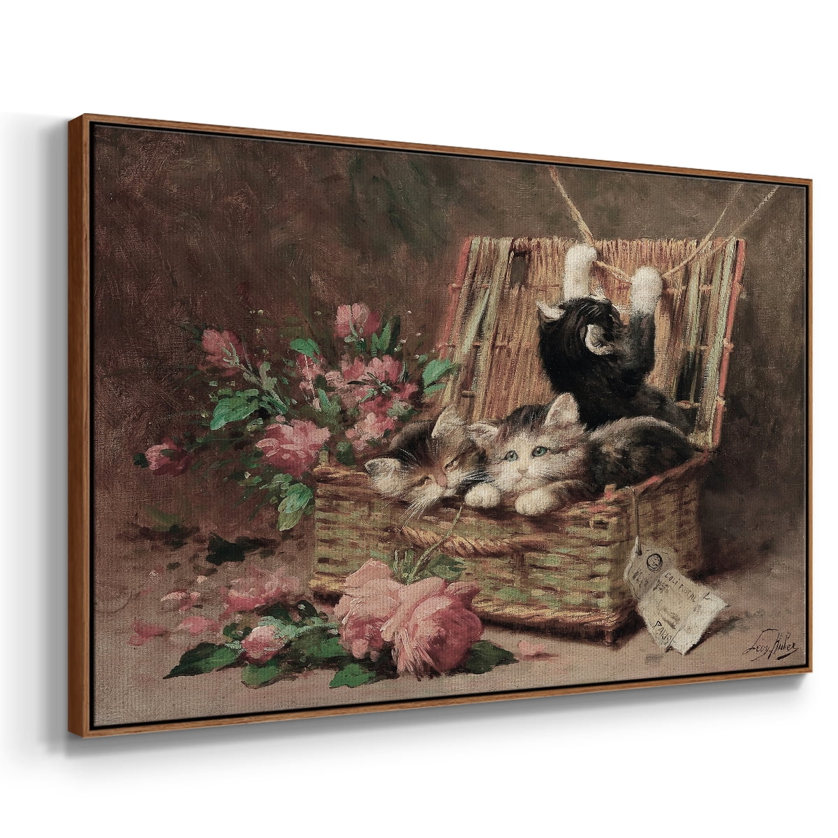 Vintage Landscape-CCCXC By Wexford Home Framed in Walnut Wood Gallery Wrapped Canvas 25 in. x 37 in.