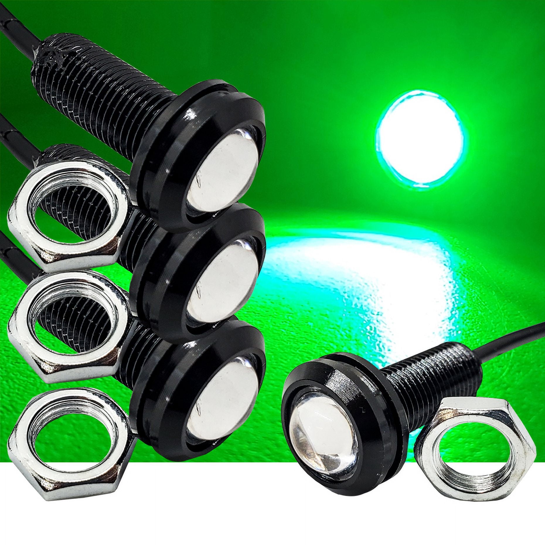 OZ-USA Green LED Rock Light Kit 5/8 Inch Bolt Beam with Plug & Play Power Bus Bar Wire Harness Compatible with Polaris Pulse Busbar RZR Pro Ranger Crew XP 2018-2023