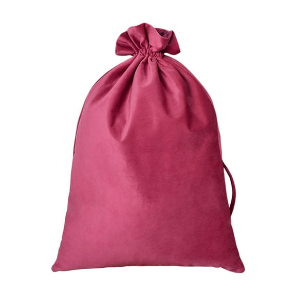 HomeDM Christmas Drawstring Gift Bags Solid Color Reusable Christmas Storage Bags for Gifts Wrapping Xmas Fabric Goody Gift Sacks Holiday Party Red