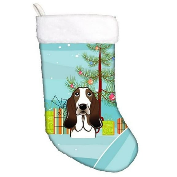 Christmas Tree & Basset Hound Christmas Stocking