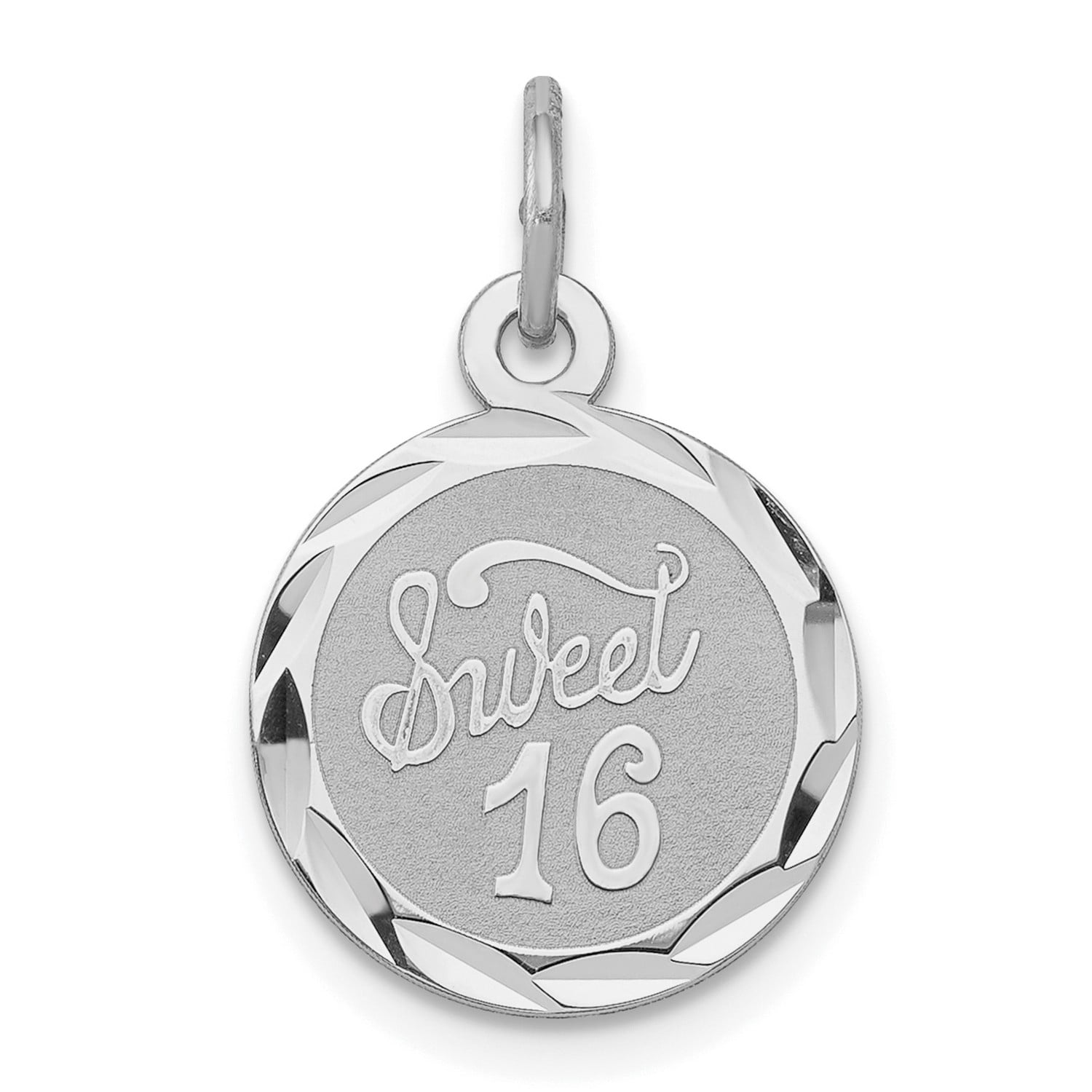 Sweet 16 Words On Round Disc Pendant In 925 Sterling Silver