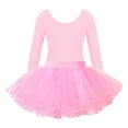 thumbnail image 2 of YONGHS Kids Girls Long Sleeve Ballet Dance Leotard with Tutu Mesh Skirt Performance Dresses Pink 10, 2 of 7