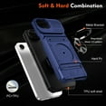thumbnail image 3 of Allytechgroup for iPhone 16e Case, Soft TPU & Hard PC Back Shockproof Shell Anti-Slip Drop Proof Cover with Metal Ring Kickstand/ Card Slots/ Support Magnetic Car Mount Stand Phone Case, Blue, 3 of 6